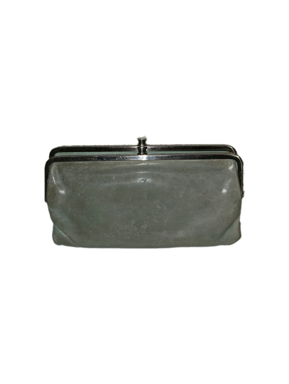 HOBO Lauren Double Frame Clutch Wallet Teal Green Leather Large